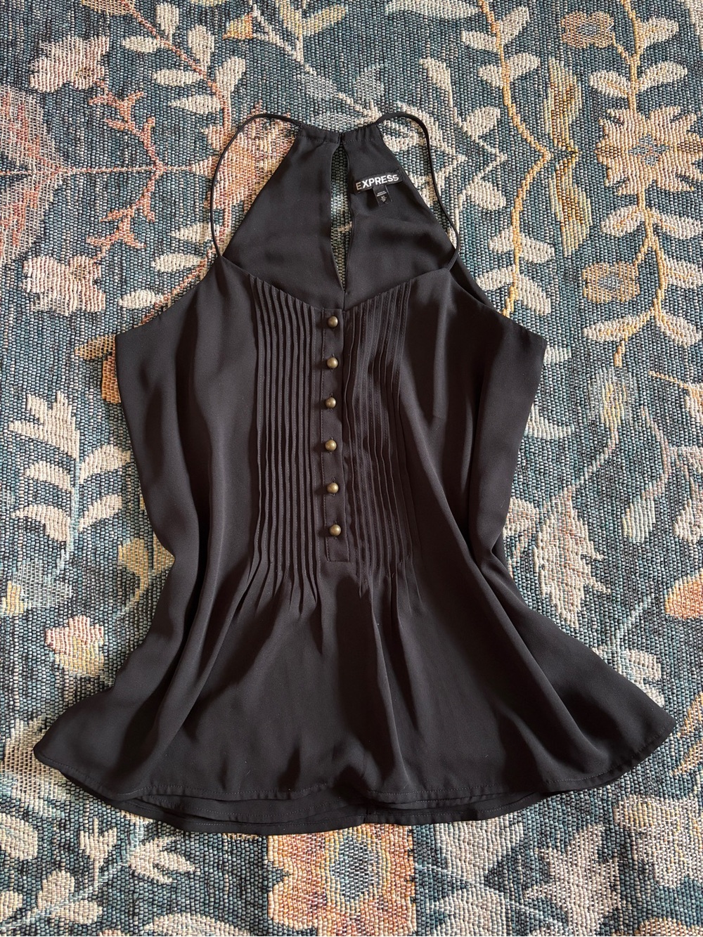 Express Black Halter Pintuck Button Front Camisole Size XS